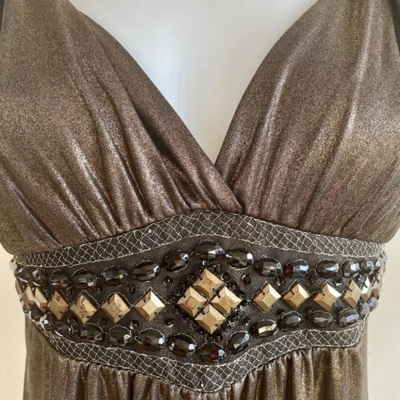 Studio Y Bronze Metallic Mini Dress Size Large - Picture 8 of 13